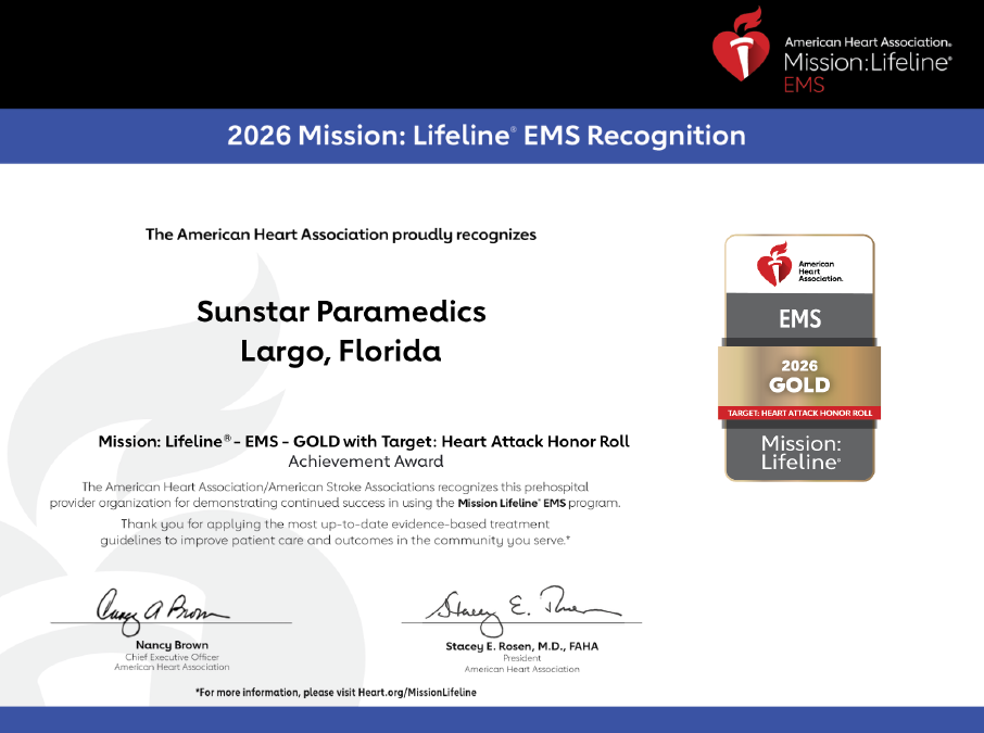 Sunstar Paramedics Earns AHA Lifeline EMS Award